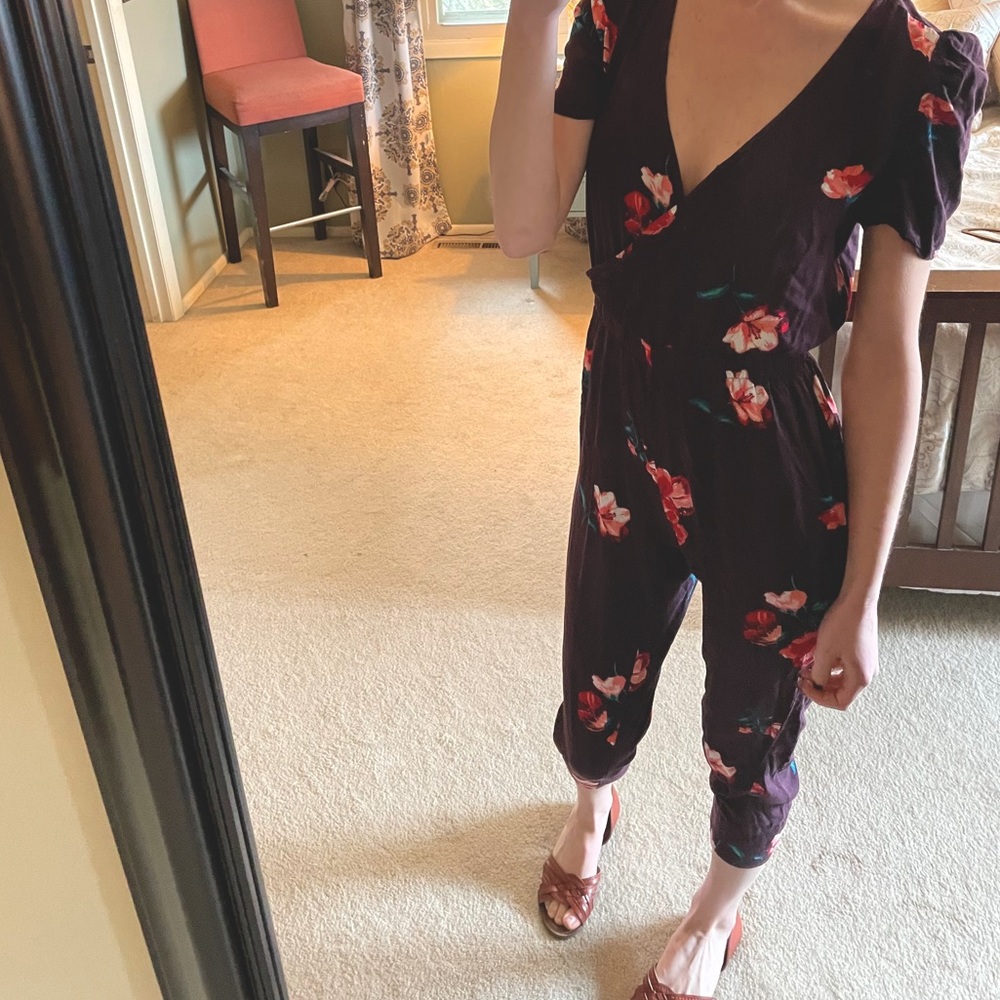 Dark Purple Floral Jumpsuit XS